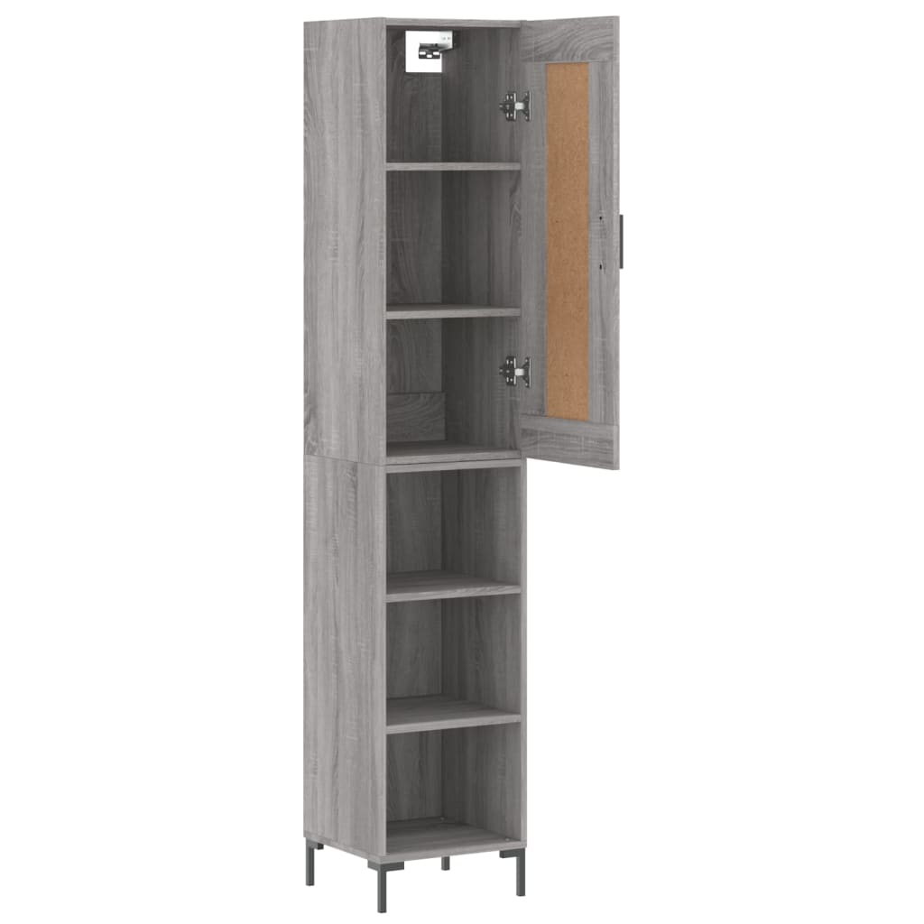 Hoge Kast 34,5X34X180 Cm Bewerkt Hout Eikenkleurig Grijs sonoma