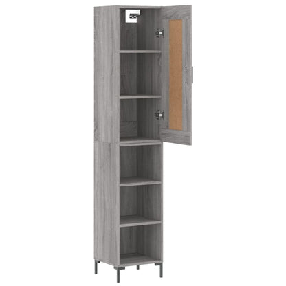 Hoge Kast 34,5X34X180 Cm Bewerkt Hout Eikenkleurig Grijs sonoma