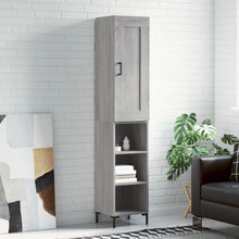 Hoge Kast 34,5X34X180 Cm Bewerkt Hout Eikenkleurig Grijs sonoma