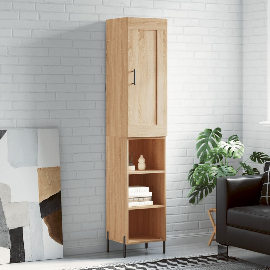 Hoge Kast 34,5X34X180 Cm Bewerkt Hout Kleurig Sonoma eiken