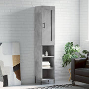 Hoge kast 34,5x34x180 cm bewerkt hout betongrijs