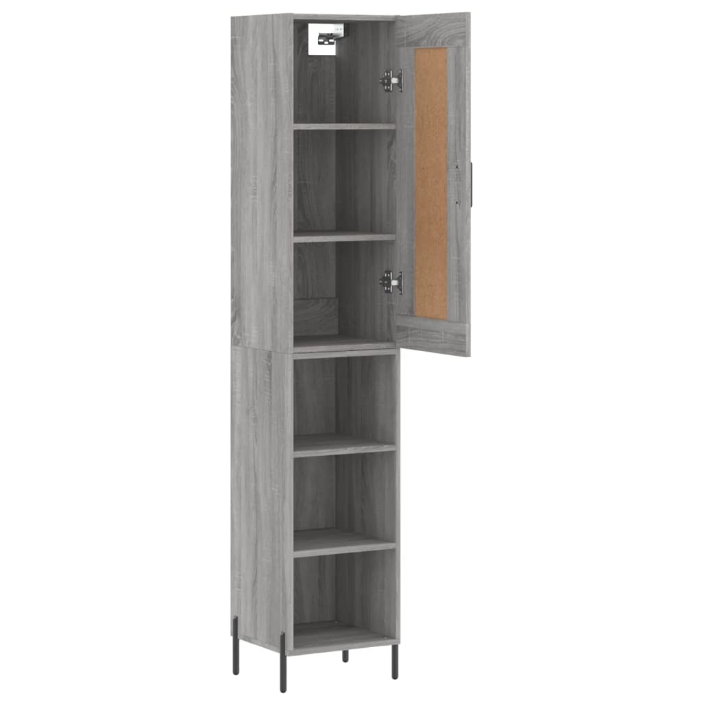 Hoge Kast 34,5X34X180 Cm Bewerkt Hout Grijs Sonoma Eikenkleurig
