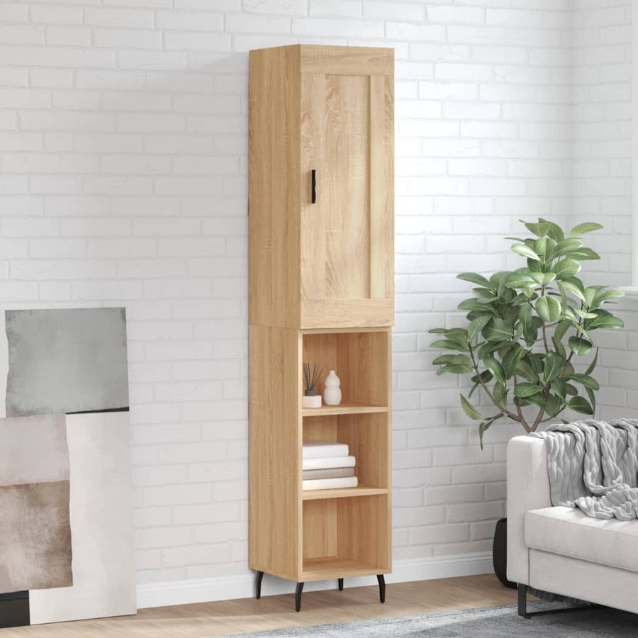 Hoge Kast 34,5X34X180 Cm Bewerkt Hout Kleurig Sonoma eiken
