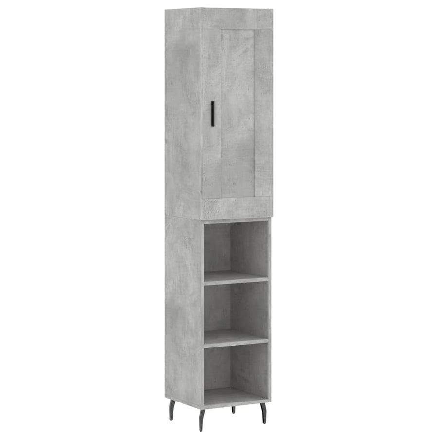 Hoge Kast 34,5X34X180 Cm Bewerkt Hout Betongrijs