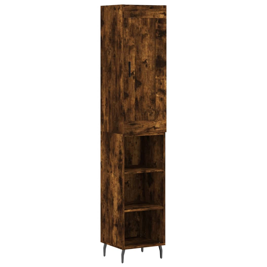 Hoge Kast 34,5X34X180 Cm Bewerkt Hout Kleurig Gerookt eiken