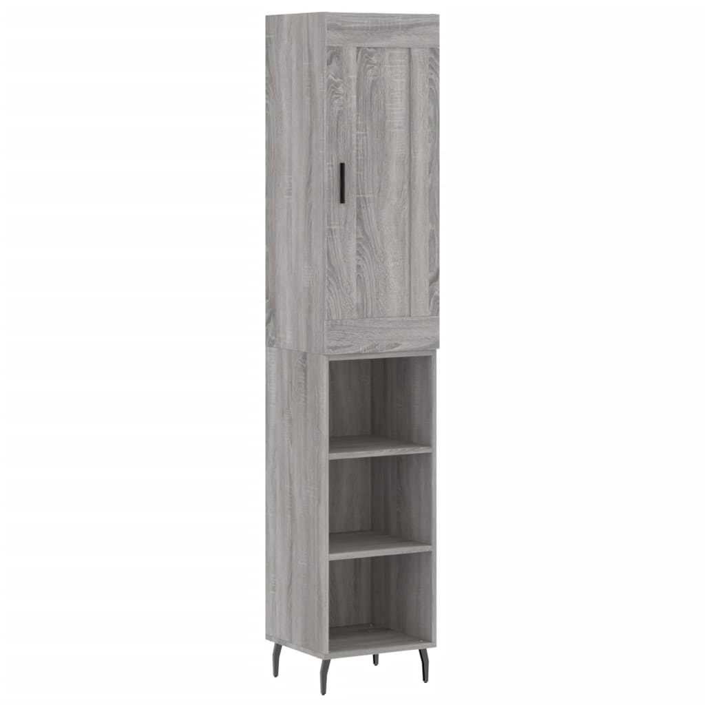 Hoge Kast 34,5X34X180 Cm Bewerkt Hout Grijs Sonoma Eikenkleurig