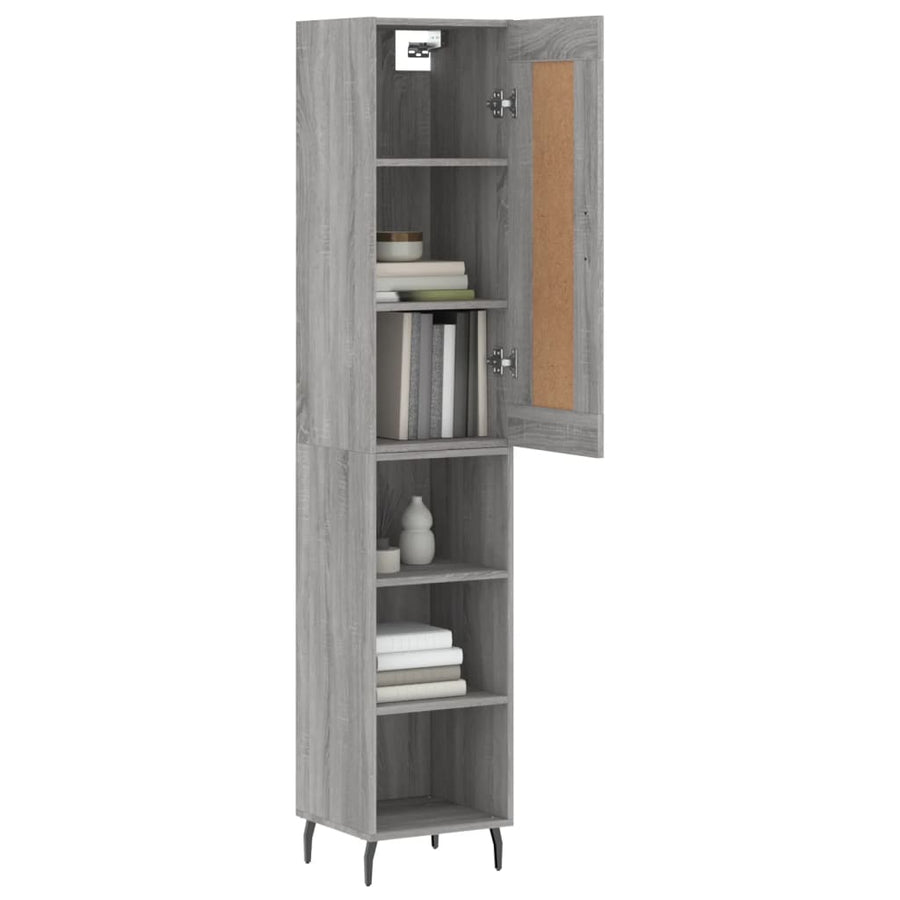 Hoge Kast 34,5X34X180 Cm Bewerkt Hout Grijs Sonoma Eikenkleurig