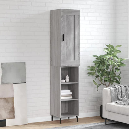 Hoge Kast 34,5X34X180 Cm Bewerkt Hout Grijs Sonoma Eikenkleurig