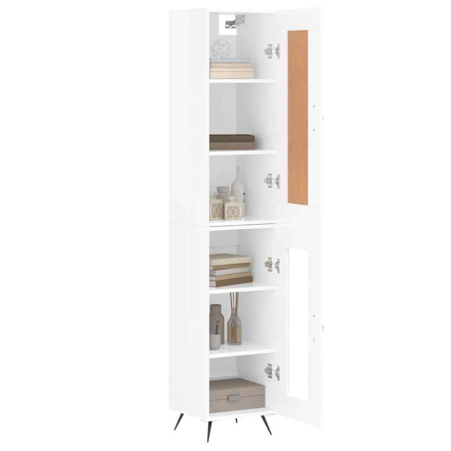 Hoge Kast 34,5X34X180 Cm Bewerkt Hout Hoogglans Wit