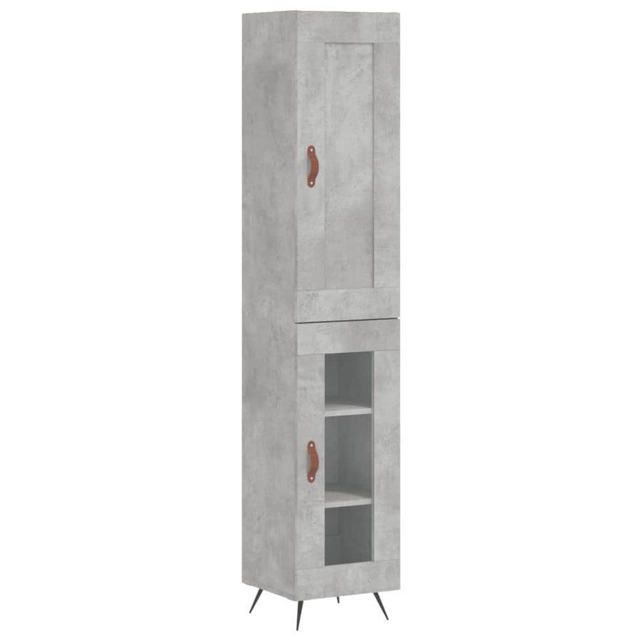 Hoge Kast 34,5X34X180 Cm Bewerkt Hout Betongrijs