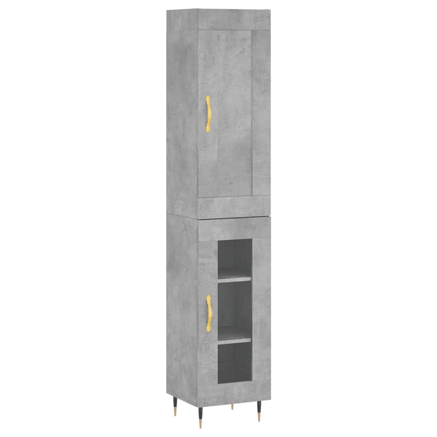 Hoge Kast 34,5X34X180 Cm Bewerkt Hout Betongrijs