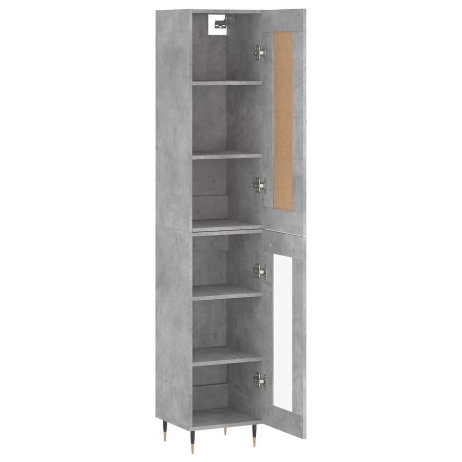 Hoge Kast 34,5X34X180 Cm Bewerkt Hout Betongrijs