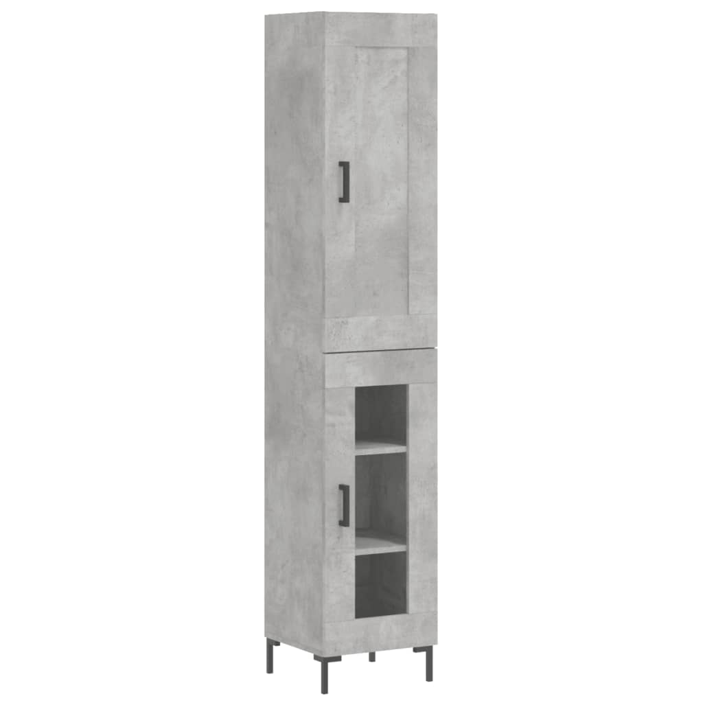 Hoge kast 34,5x34x180 cm bewerkt hout betongrijs
