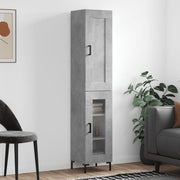 Hoge kast 34,5x34x180 cm bewerkt hout betongrijs