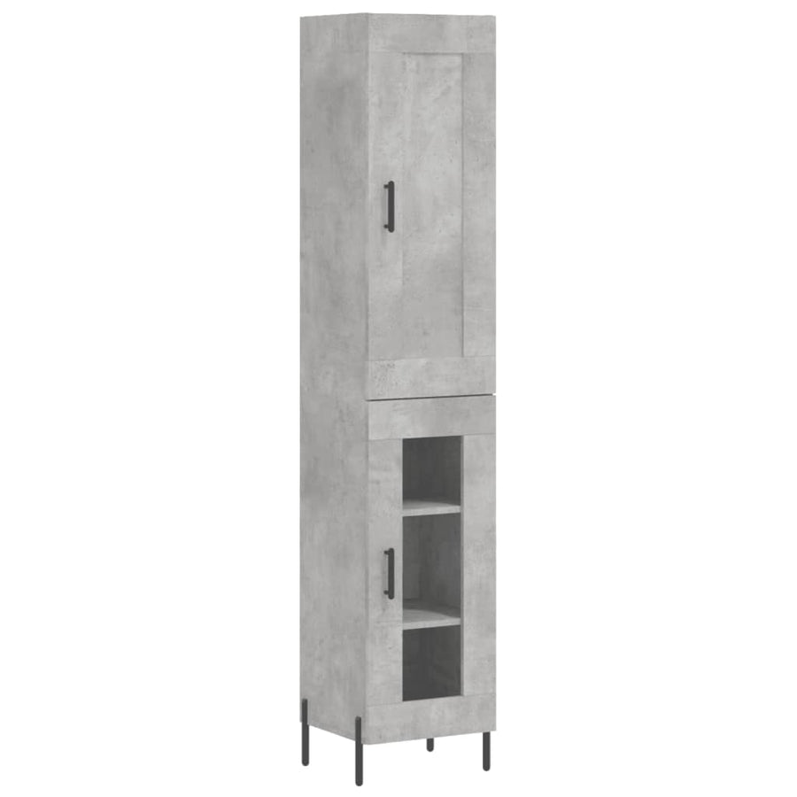 Hoge Kast 34,5X34X180 Cm Bewerkt Hout Betongrijs