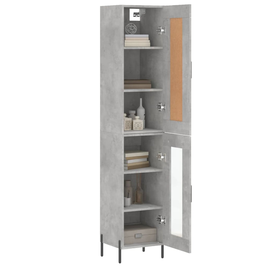Hoge Kast 34,5X34X180 Cm Bewerkt Hout Betongrijs