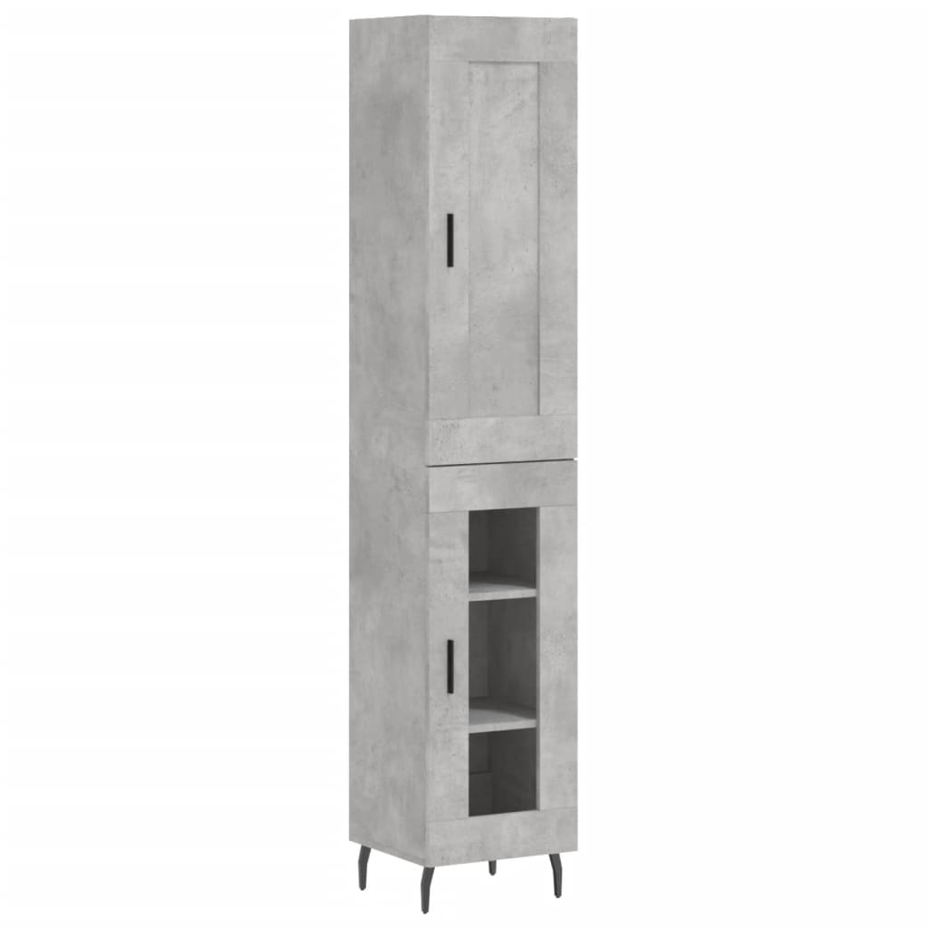 Hoge Kast 34,5X34X180 Cm Bewerkt Hout Betongrijs