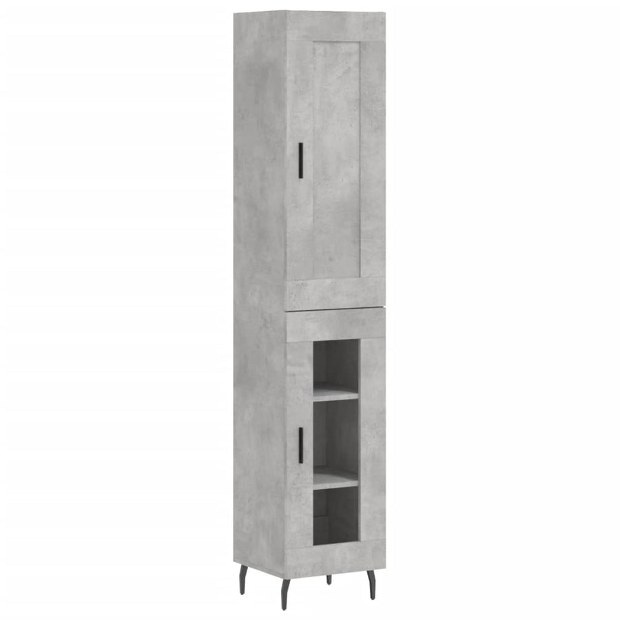 Hoge Kast 34,5X34X180 Cm Bewerkt Hout Betongrijs
