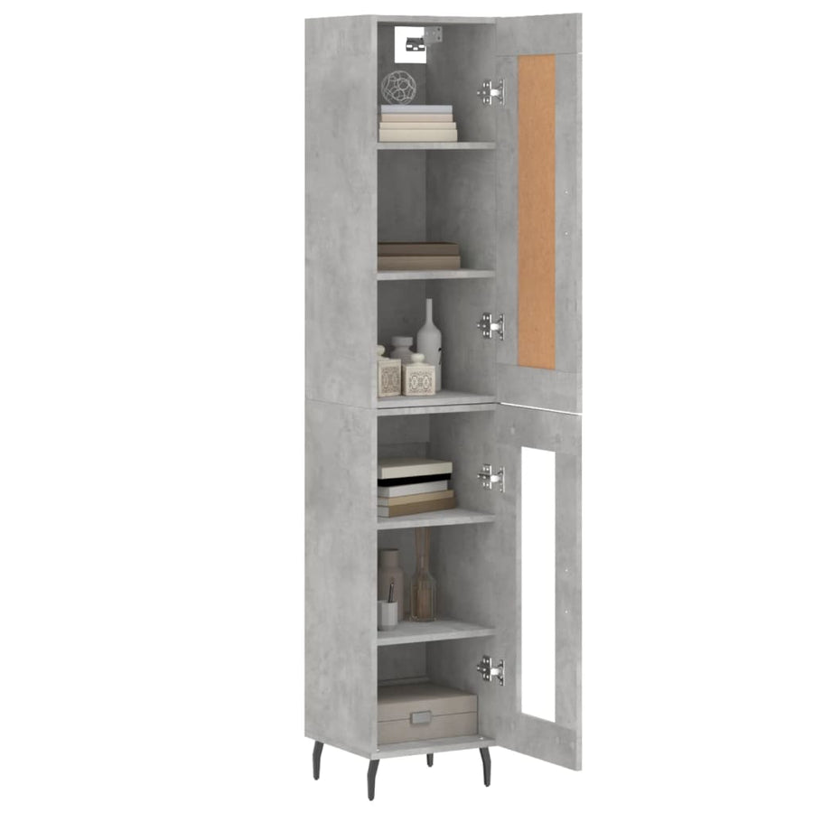 Hoge Kast 34,5X34X180 Cm Bewerkt Hout Betongrijs