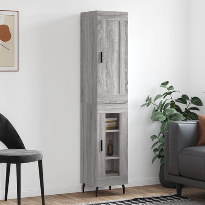Hoge Kast 34,5X34X180 Cm Bewerkt Hout Grijs Sonoma Eikenkleurig
