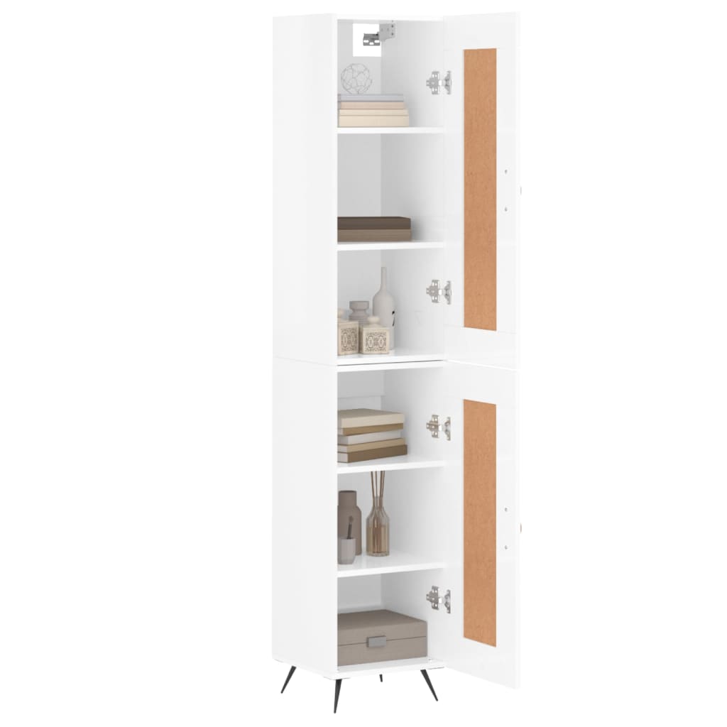Hoge Kast 34,5X34X180 Cm Bewerkt Hout Hoogglans Wit