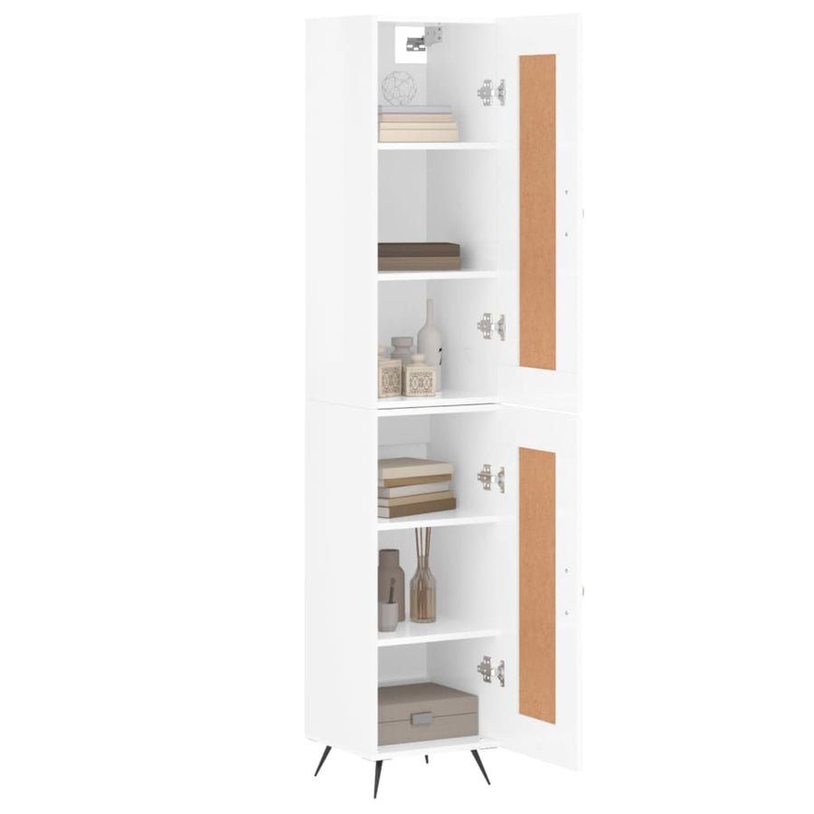 Hoge Kast 34,5X34X180 Cm Bewerkt Hout Hoogglans Wit
