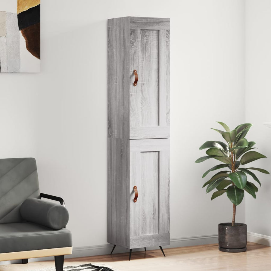 Hoge Kast 34,5X34X180 Cm Bewerkt Hout Grijs Sonoma Eikenkleurig