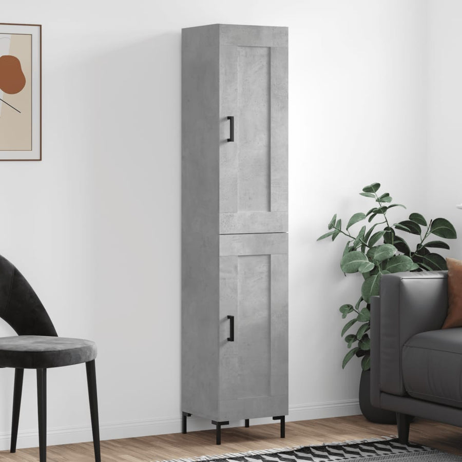 Hoge kast 34,5x34x180 cm bewerkt hout betongrijs