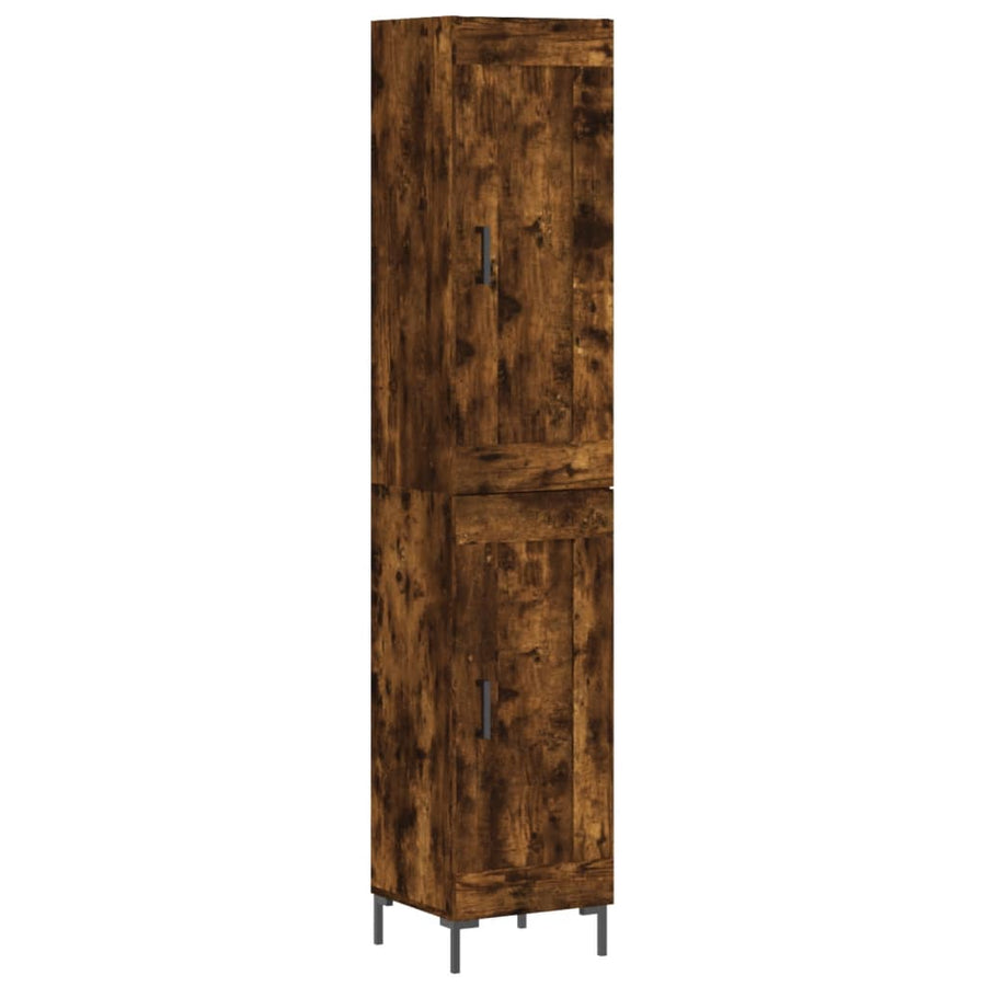 Hoge Kast 34,5X34X180 Cm Bewerkt Hout Gerookt Eikenkleurig