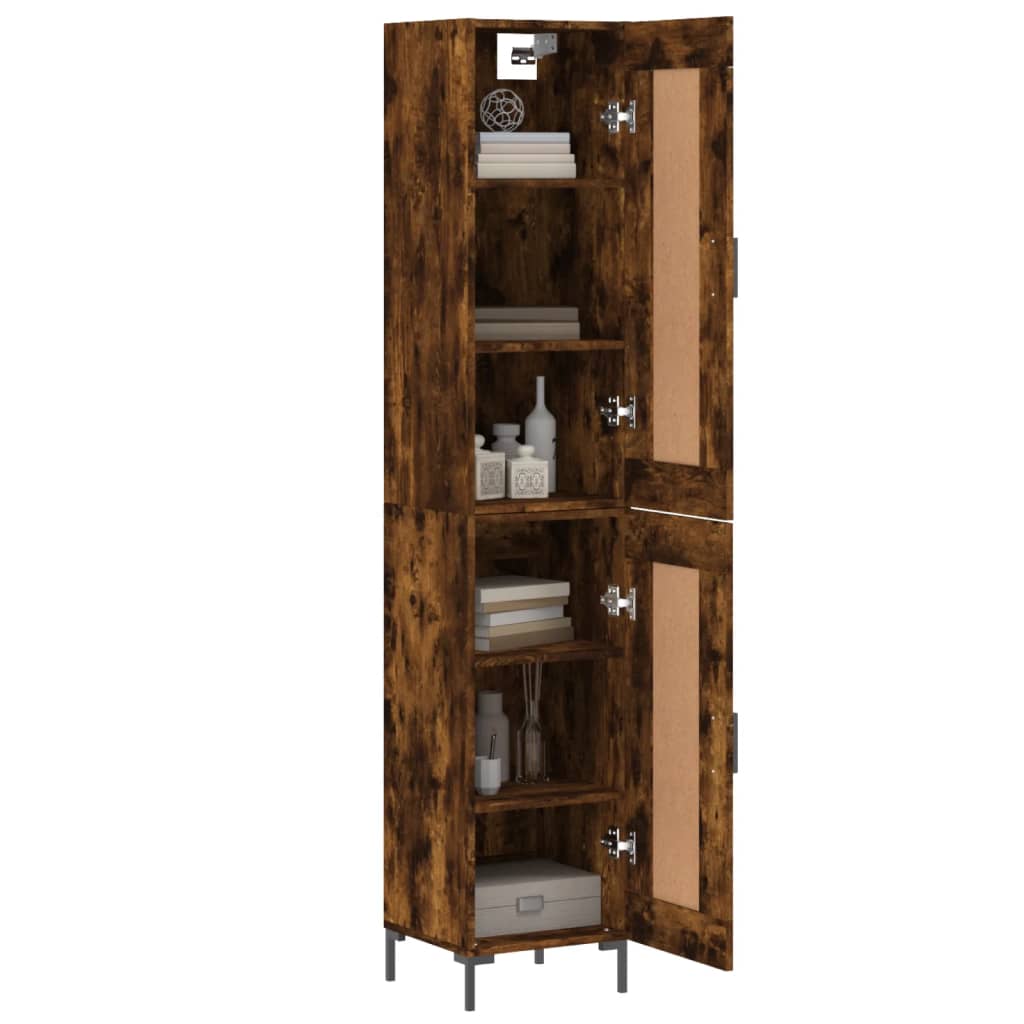 Hoge Kast 34,5X34X180 Cm Bewerkt Hout Gerookt Eikenkleurig