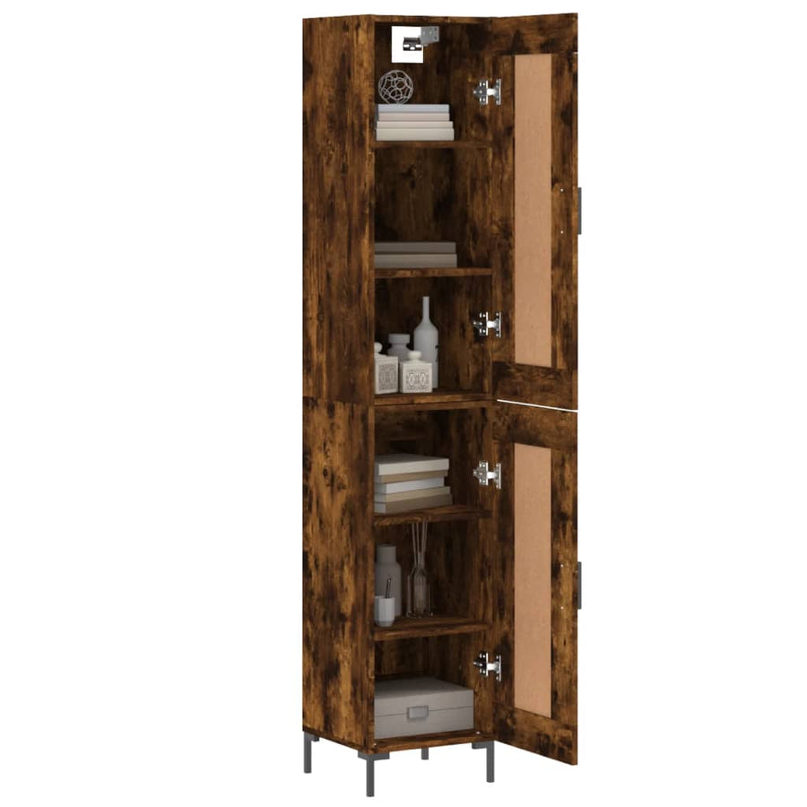 Hoge Kast 34,5X34X180 Cm Bewerkt Hout Gerookt Eikenkleurig