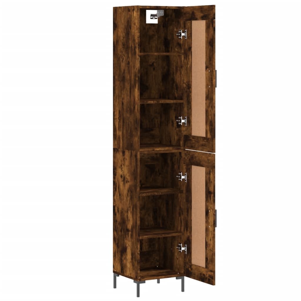 Hoge Kast 34,5X34X180 Cm Bewerkt Hout Gerookt Eikenkleurig
