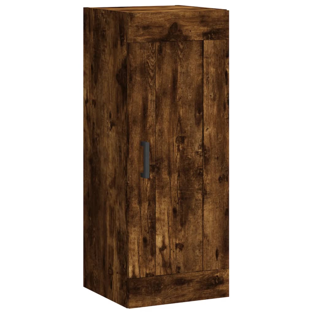 Hoge Kast 34,5X34X180 Cm Bewerkt Hout Gerookt Eikenkleurig