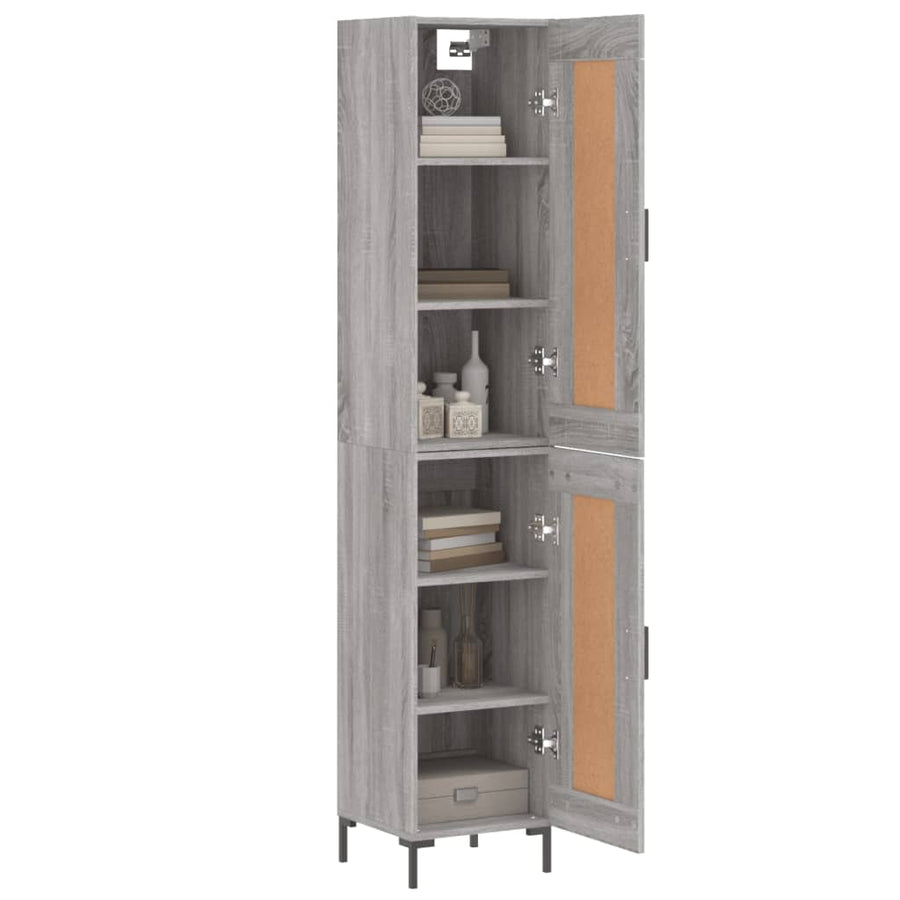 Hoge Kast 34,5X34X180 Cm Bewerkt Hout Eikenkleurig Grijs sonoma