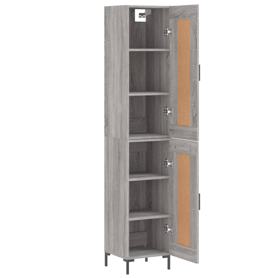 Hoge Kast 34,5X34X180 Cm Bewerkt Hout Eikenkleurig Grijs sonoma