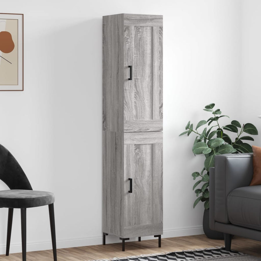 Hoge Kast 34,5X34X180 Cm Bewerkt Hout Eikenkleurig Grijs sonoma