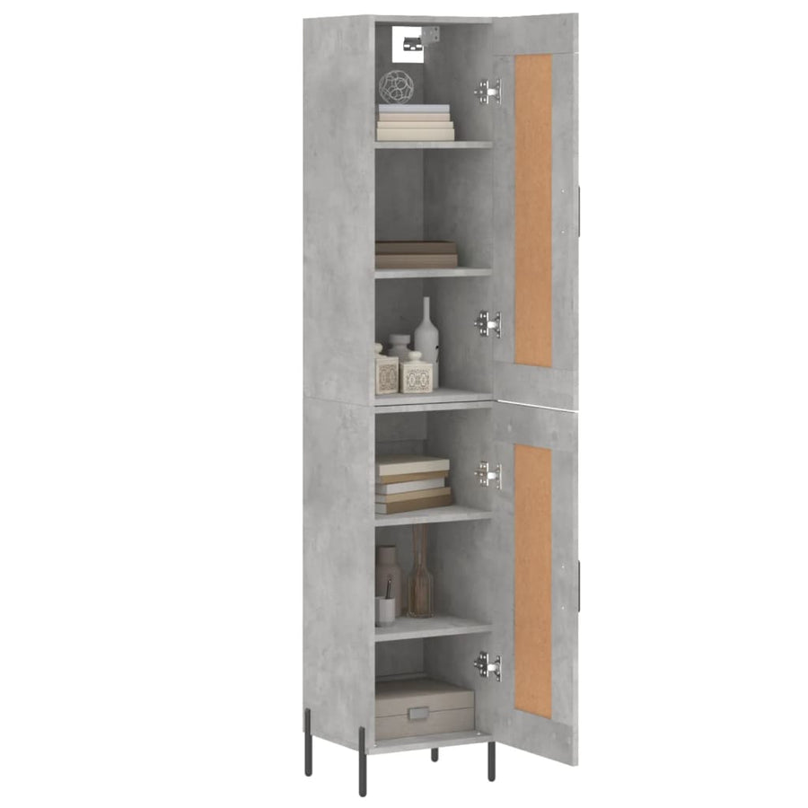 Hoge Kast 34,5X34X180 Cm Bewerkt Hout Betongrijs