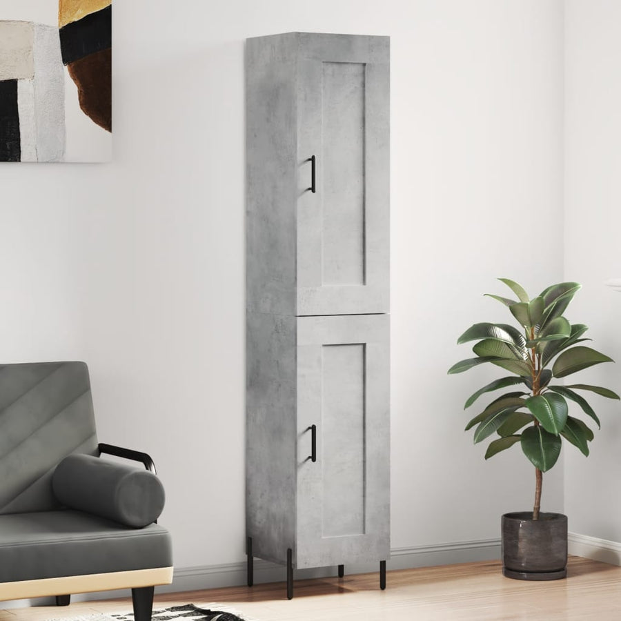 Hoge Kast 34,5X34X180 Cm Bewerkt Hout Betongrijs