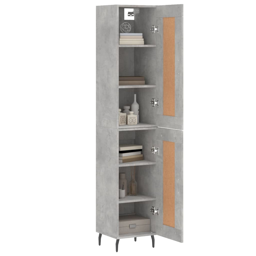 Hoge Kast 34,5X34X180 Cm Bewerkt Hout Betongrijs