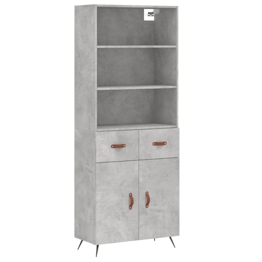Hoge Kast 69,5X34X180 Cm Bewerkt Hout Betongrijs
