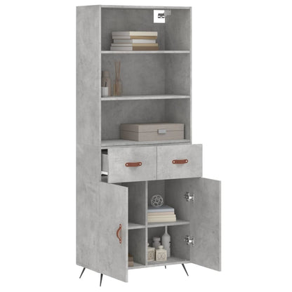 Hoge Kast 69,5X34X180 Cm Bewerkt Hout Betongrijs