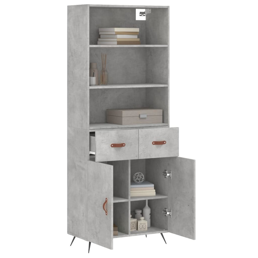 Hoge Kast 69,5X34X180 Cm Bewerkt Hout Betongrijs