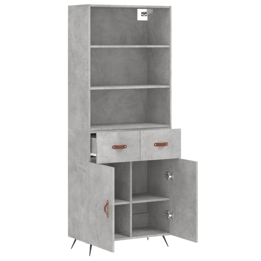 Hoge Kast 69,5X34X180 Cm Bewerkt Hout Betongrijs