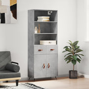 Hoge kast 69,5x34x180 cm bewerkt hout betongrijs