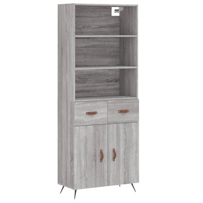 Hoge Kast 69,5X34X180 Cm Bewerkt Hout Grijs Sonoma Eikenkleurig
