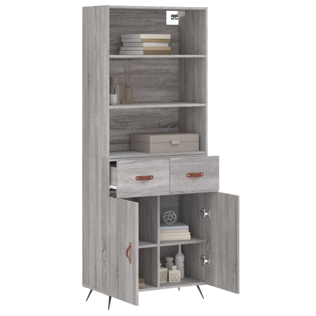 Hoge Kast 69,5X34X180 Cm Bewerkt Hout Grijs Sonoma Eikenkleurig