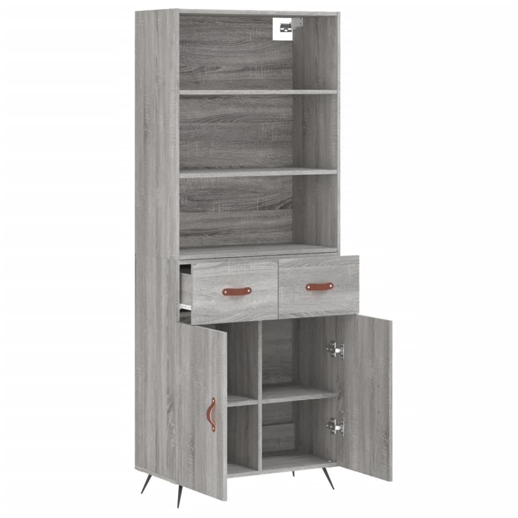 Hoge Kast 69,5X34X180 Cm Bewerkt Hout Grijs Sonoma Eikenkleurig