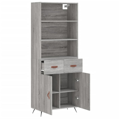 Hoge Kast 69,5X34X180 Cm Bewerkt Hout Grijs Sonoma Eikenkleurig