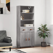 Hoge kast 69,5x34x180 cm bewerkt hout grijs