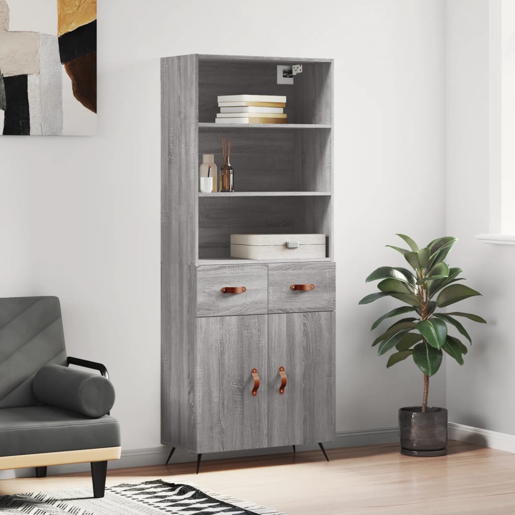 Hoge Kast 69,5X34X180 Cm Bewerkt Hout Grijs Sonoma Eikenkleurig